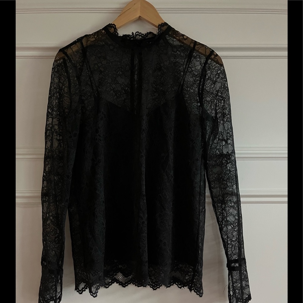 Theory Black Lace Top with Camisole